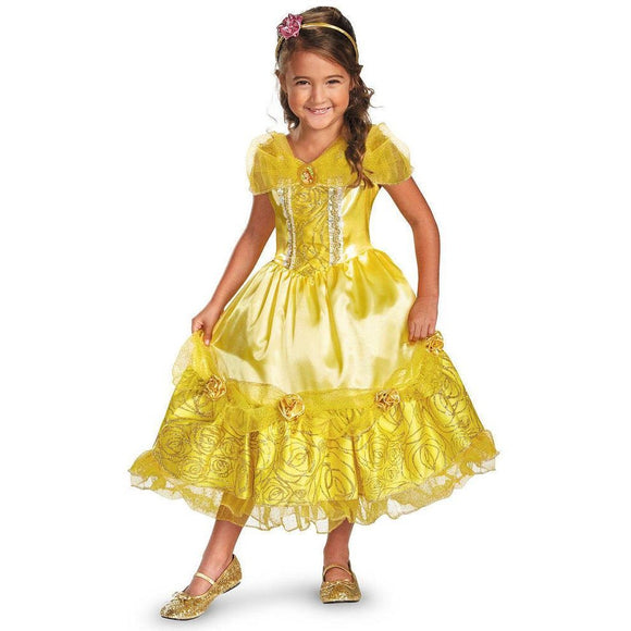 Girl's Disney Princess Belle Deluxe Sparkle Costume - Toddler-Child Size