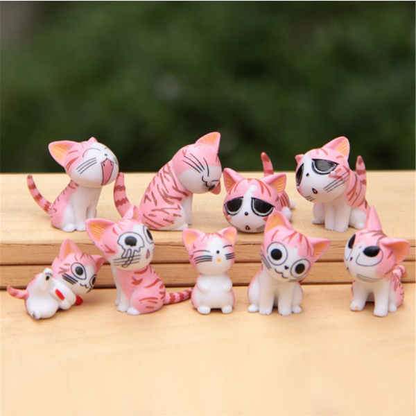 Pink Cats Set of 9