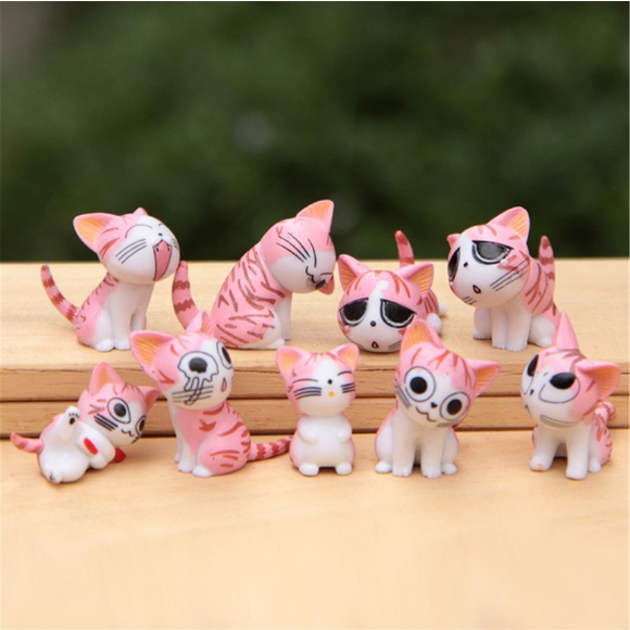 Pink Cats Set of 9