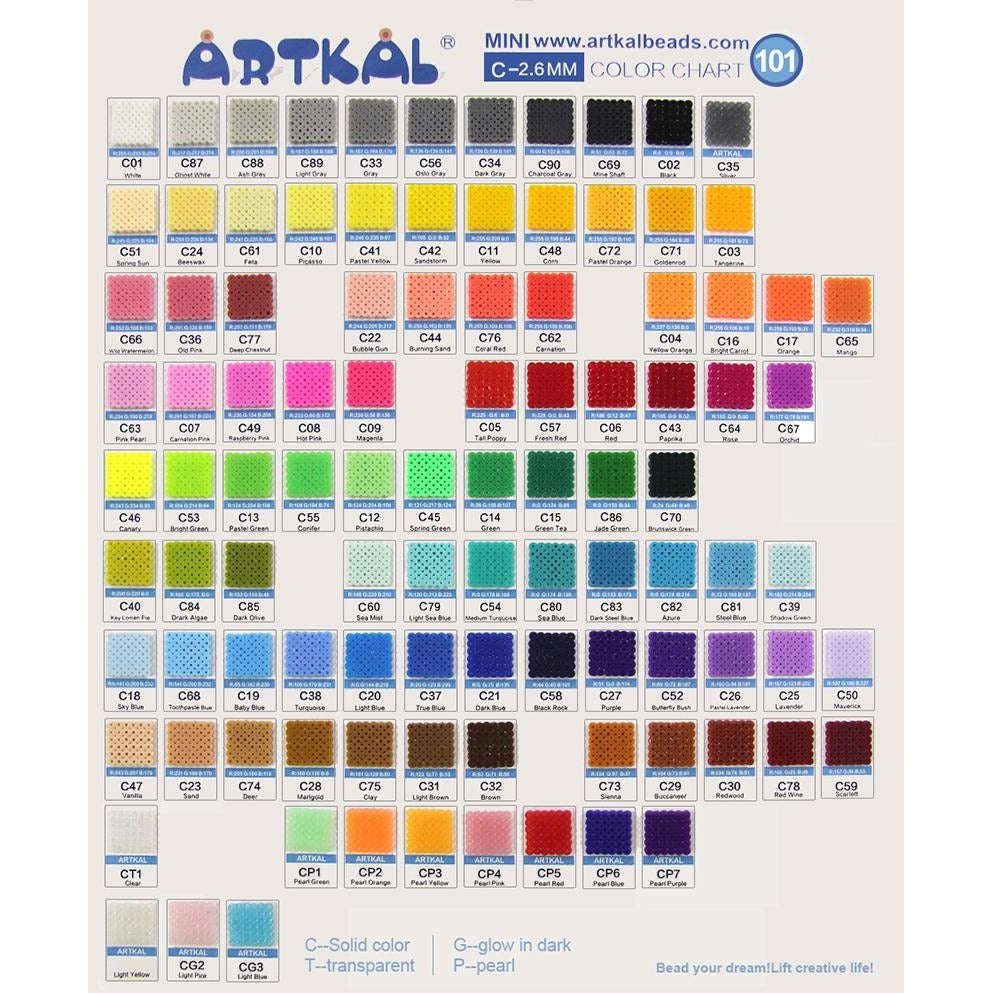 Artkal Fuse Beads 2.6 MM  Solid (C51-C100)
