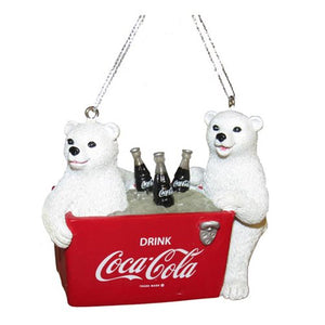 Coca-Cola Cubs and Cooler 2 3/4-Inch Resin Ornament - Kurt S. Adler
