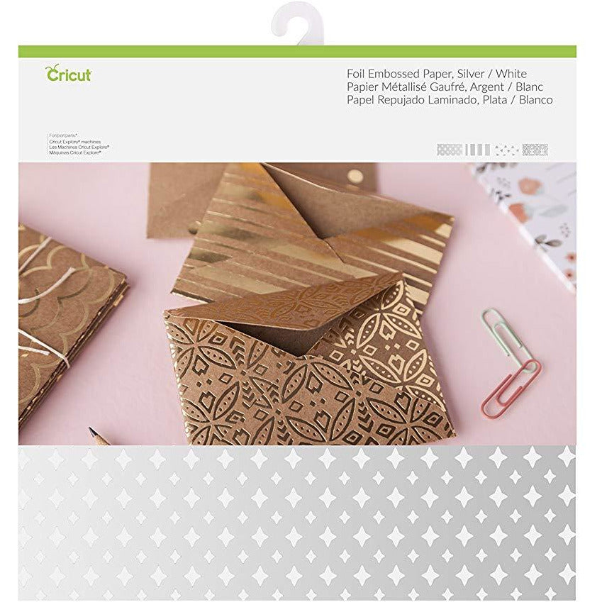 Cricut® Foil Embossed Paper - Silver/White