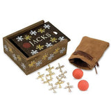 Melissa & Doug Classic Jacks Game - 10 Metal Jacks, 2 Rubber Balls, Storage Pouch, Wooden Box