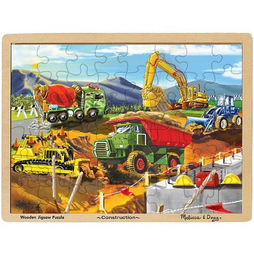 Melissa & Doug Construction Vehicles Wooden Jigsaw Puzzle With Storage Tray (48 pcs)