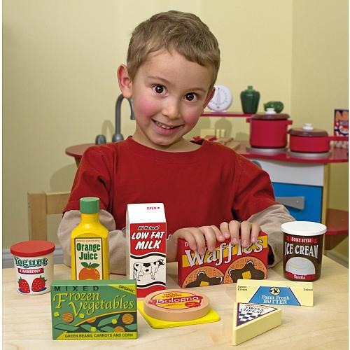 Melissa & Doug Fridge Food Wooden Play Food Set (9 pieces)