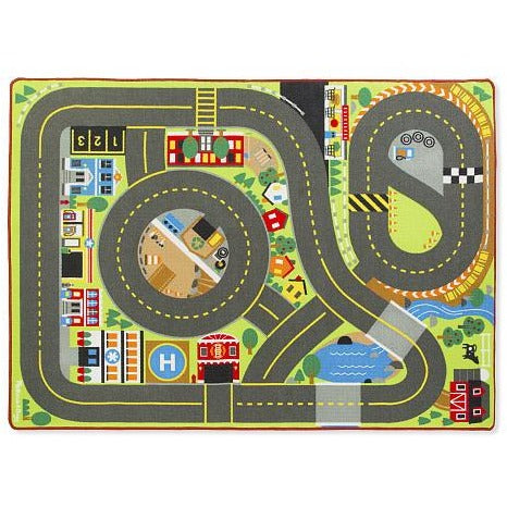 Melissa & Doug Jumbo Roadway Activity Rug With 4 Wooden Traffic Signs (79 x 58 inches)