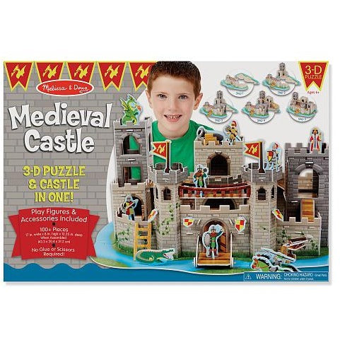 Melissa & Doug Medieval Castle 3-D Puzzle and Play Set - Dragon and Knights (100 pcs)