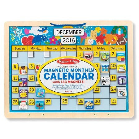 Melissa & Doug Monthly Magnetic Calendar With 133 Magnets and 2 Fabric-Hinged Dry-Erase Boards