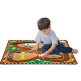 Melissa & Doug Round The Construction Zone Work Site Activity Rug with 3 Wooden Trucks