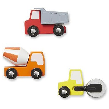 Melissa & Doug Round The Construction Zone Work Site Activity Rug with 3 Wooden Trucks