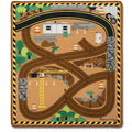 Melissa & Doug Round The Construction Zone Work Site Activity Rug with 3 Wooden Trucks