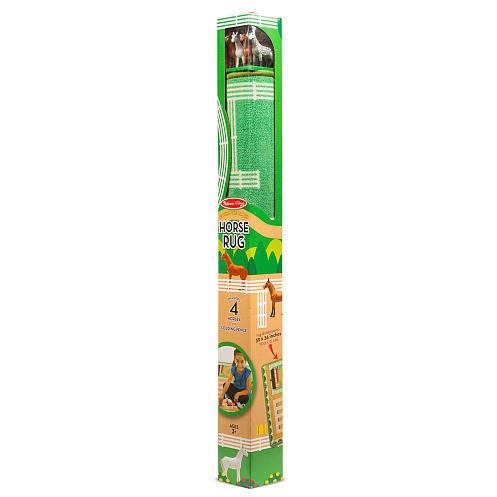 Melissa & Doug Round The Ranch Horse Activity Rug with 4 Play Horses and Folding Fence