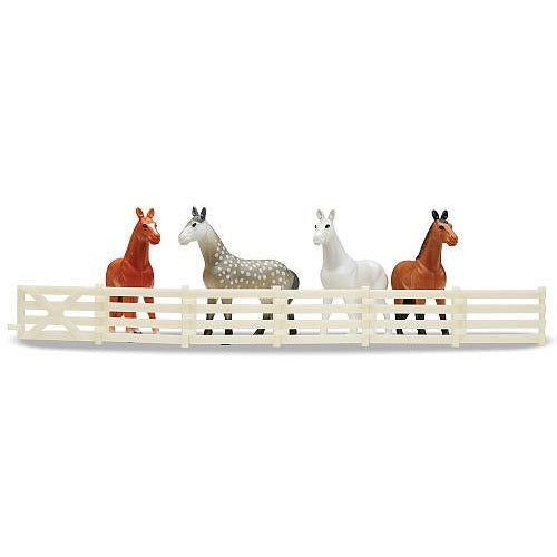 Melissa & Doug Round The Ranch Horse Activity Rug with 4 Play Horses and Folding Fence