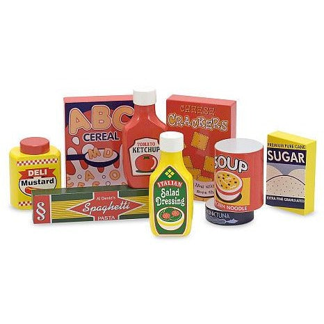 Melissa & Doug Wooden Pantry Products Play Food Set (9 pieces)