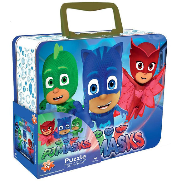 PJ Masks Lunch Box Tin with Handle Themed Jigsaw Puzzle - 24-Piece