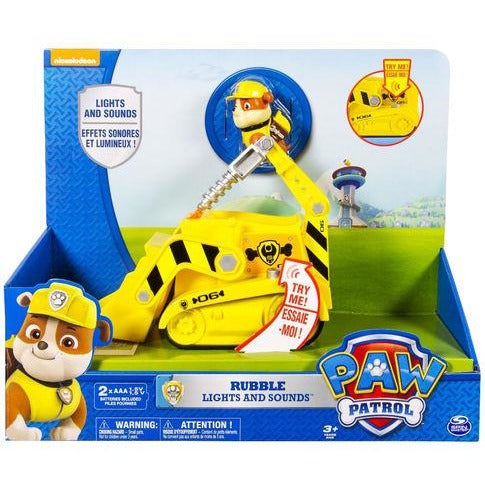 Paw Patrol Rubble' s Lights and Sounds Construction Truck Vehicle with figure