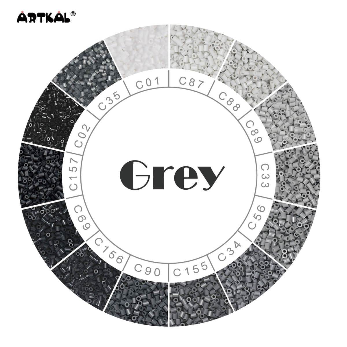 Artkal Fuse Beads 2.6 mm Grey Family 1000 Pieces