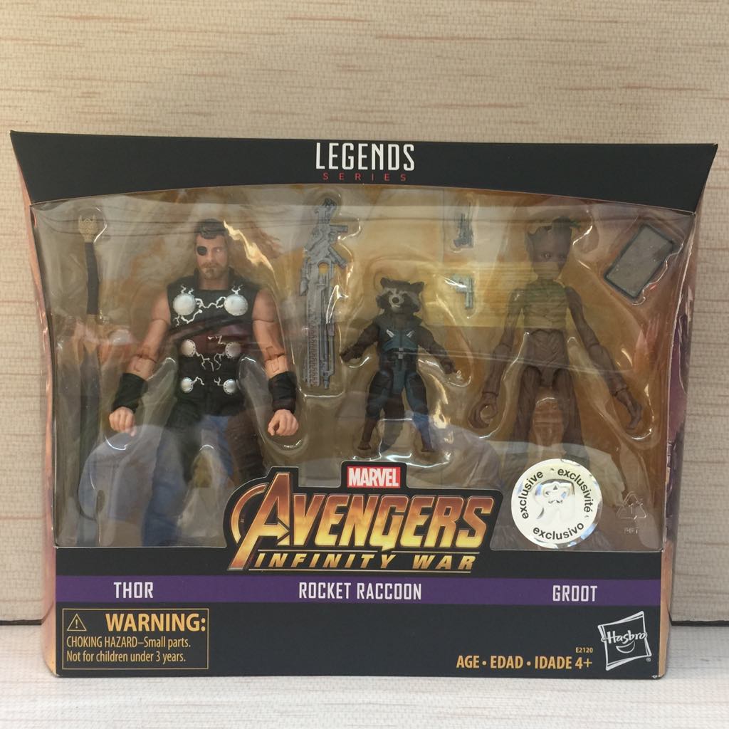Marvel Legends Thor, Rocket, and Groot Action Figures